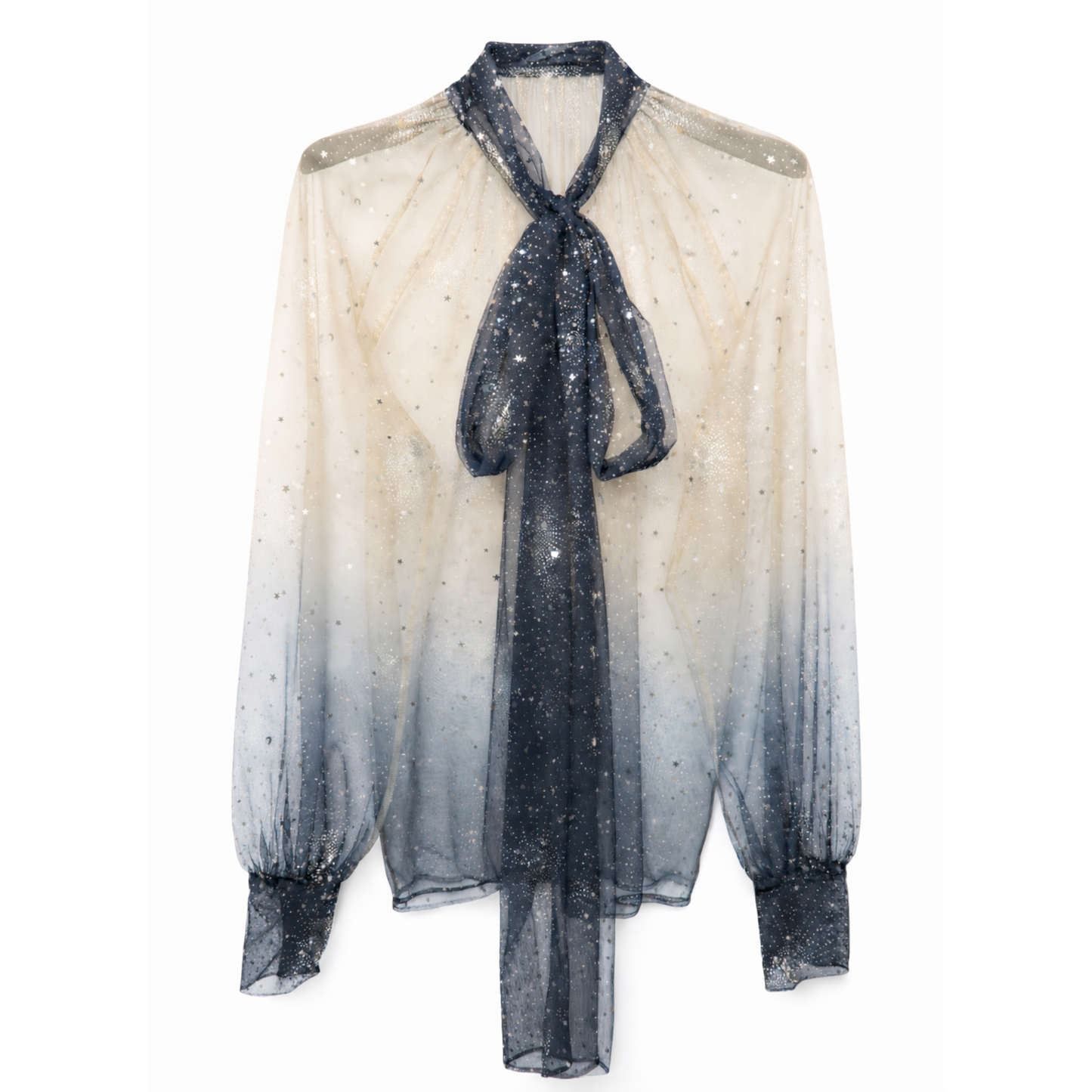 Midnight Blue Glitter Mesh Blouse