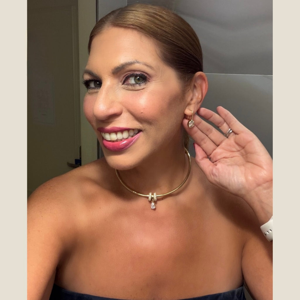 Gold Bezel Drop Earrings