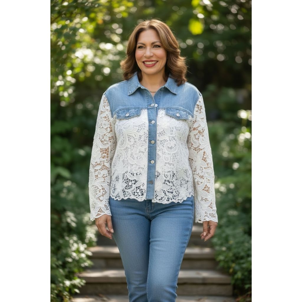 Amara Lace Denim Top