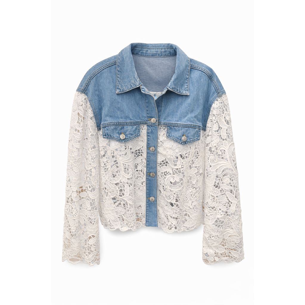 Amara Lace Denim Top