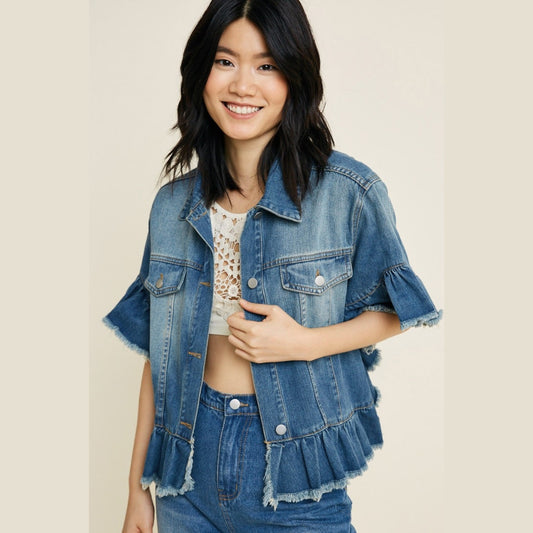 Valentina Ruffle Denim Jacket