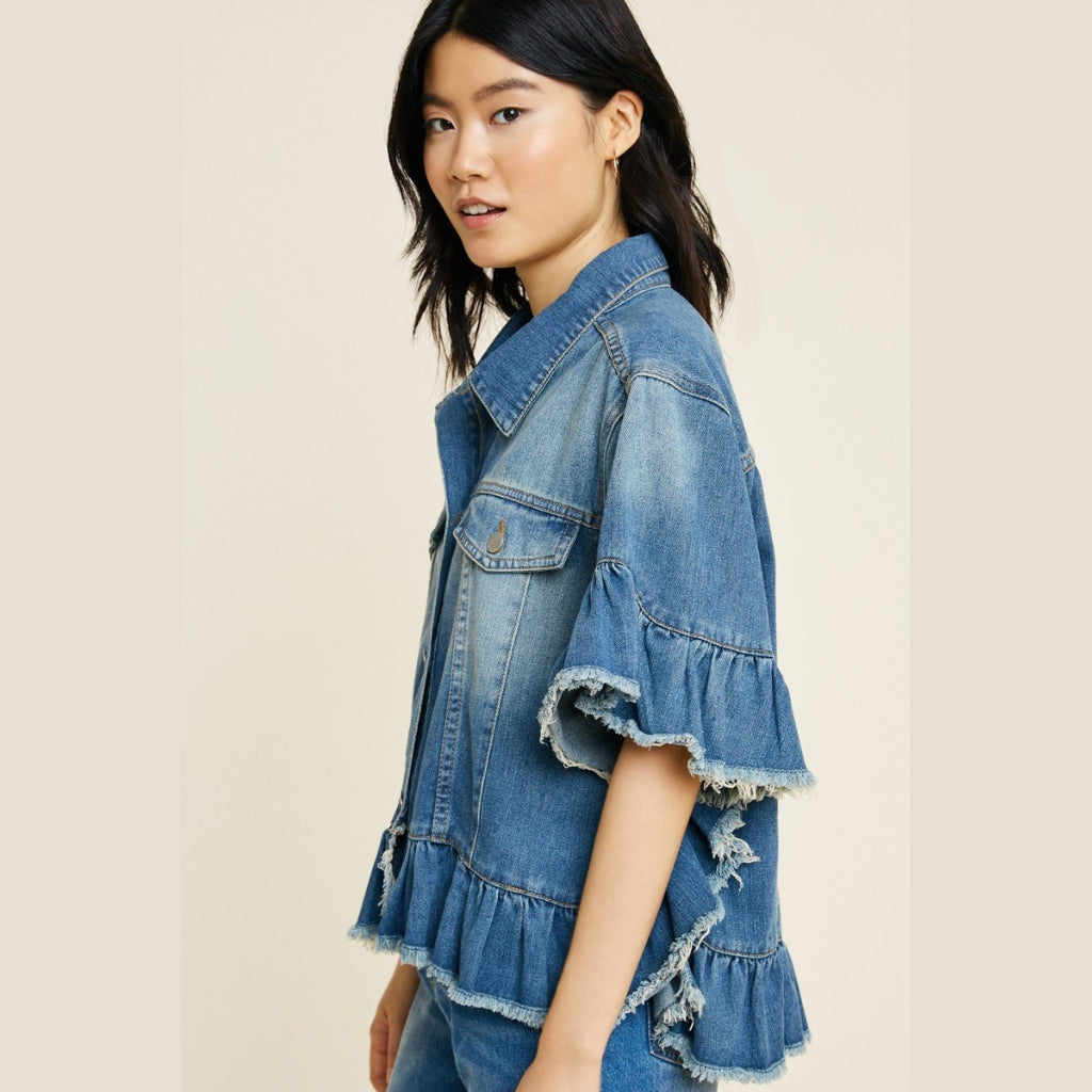 Valentina Ruffle Denim Jacket