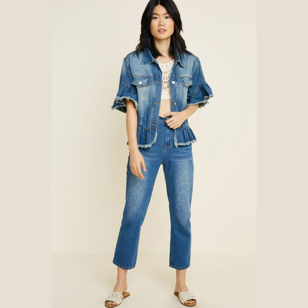 Valentina Ruffle Denim Jacket