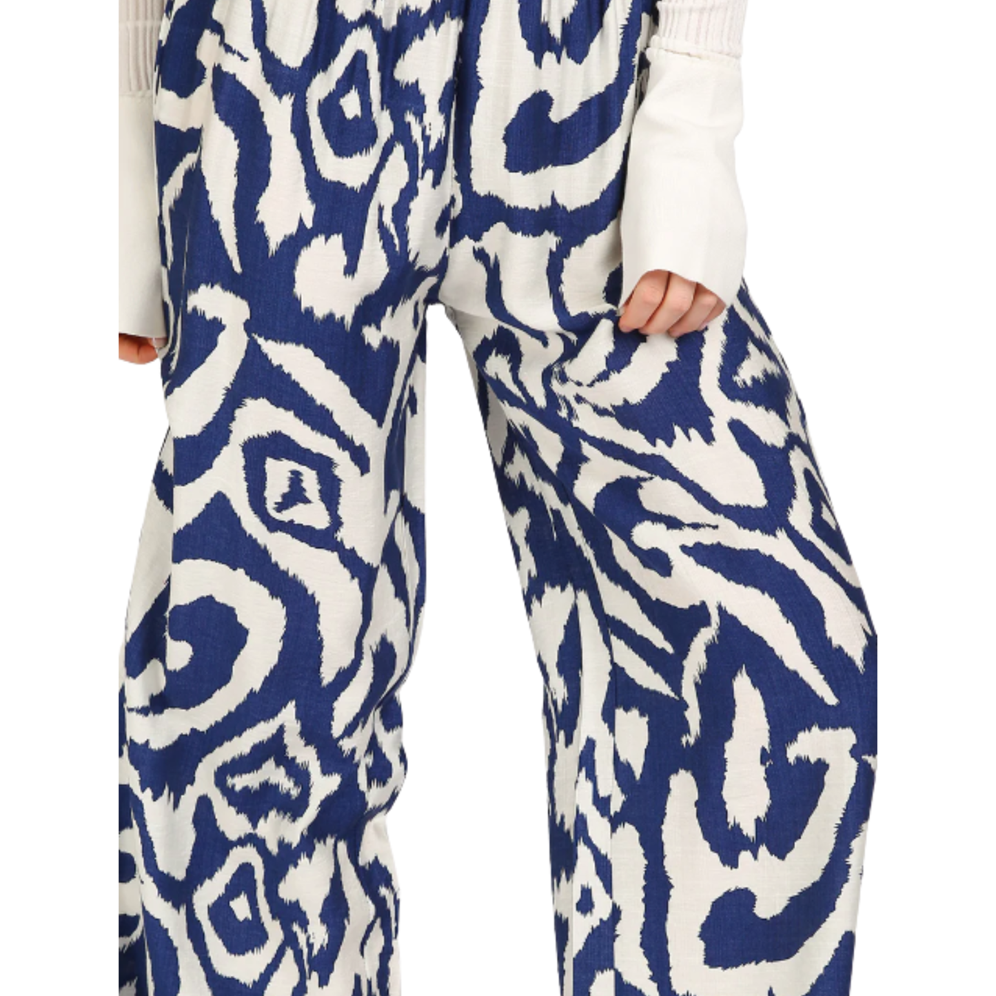 Abstract Swirl Printed Wide Long Pant