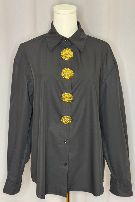 Elegant Gold Button Blouse
