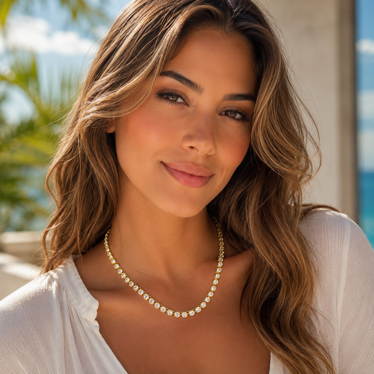 Bezel Tennis Necklace