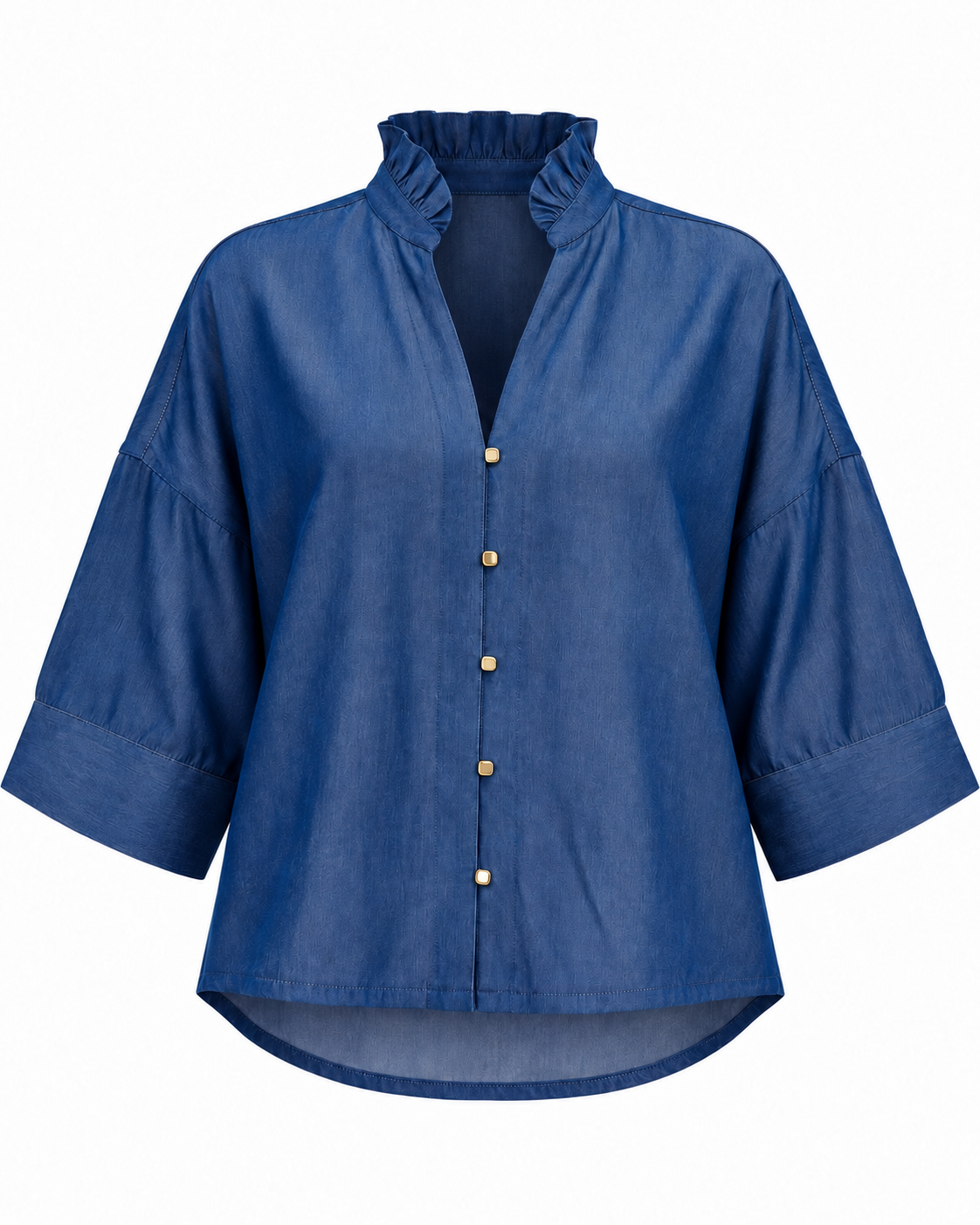 Ruffle V-neck Wide Short Sleeves Shirt