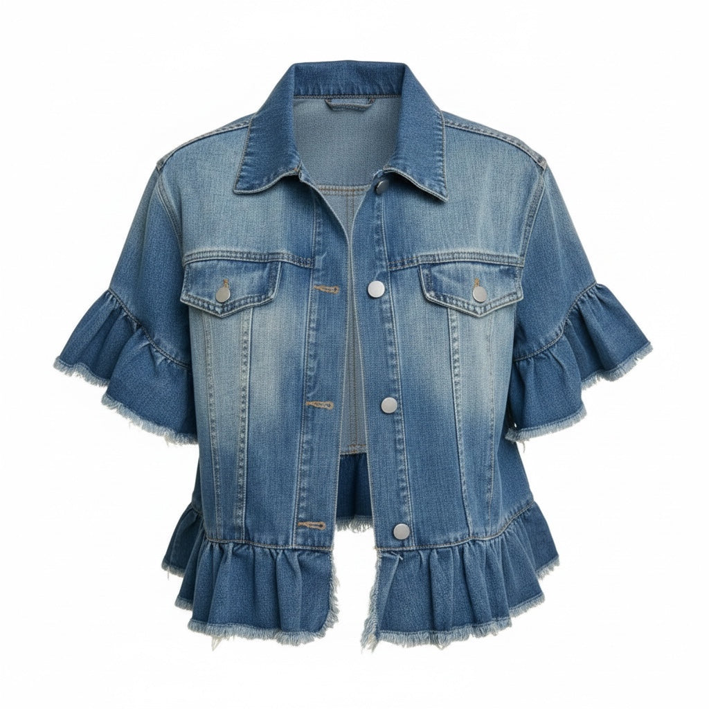 Ruffle Denim Jacket