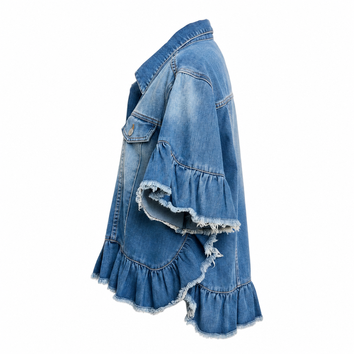 Ruffle Denim Jacket