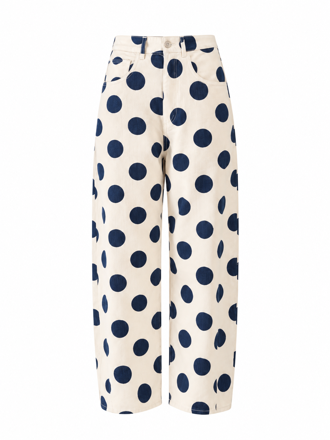 Polka Dot Barrel Denim Pants
