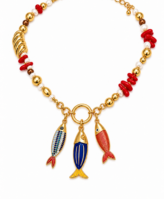🐟 Marine Trio Fish Charm Necklace