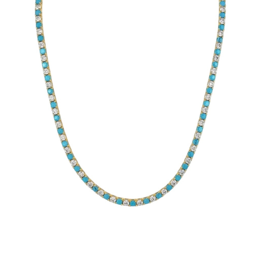 Turquoise Crystal Tennis Necklace