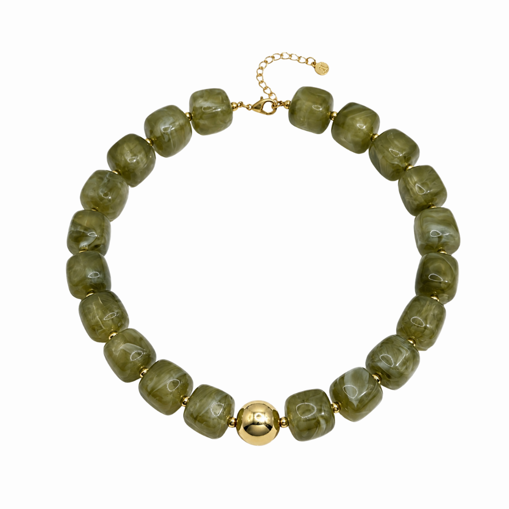 Oliva Necklace — Light Olive Green