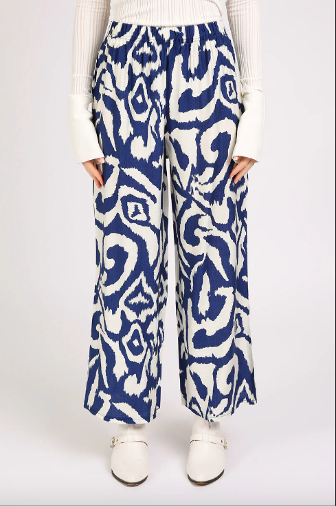 Abstract Swirl Printed Wide Long Pant