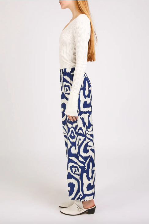 Abstract Swirl Printed Wide Long Pant