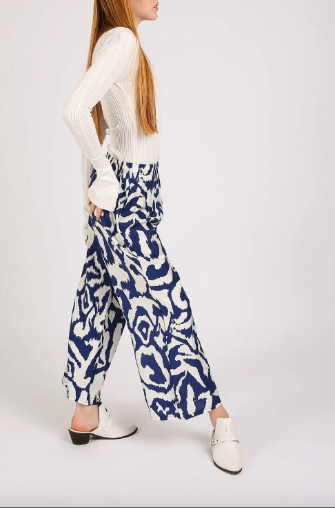 Abstract Swirl Printed Wide Long Pant