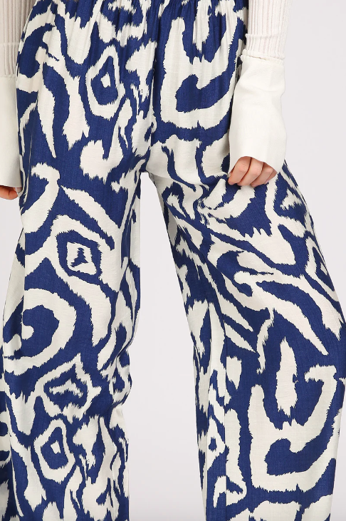 Abstract Swirl Printed Wide Long Pant