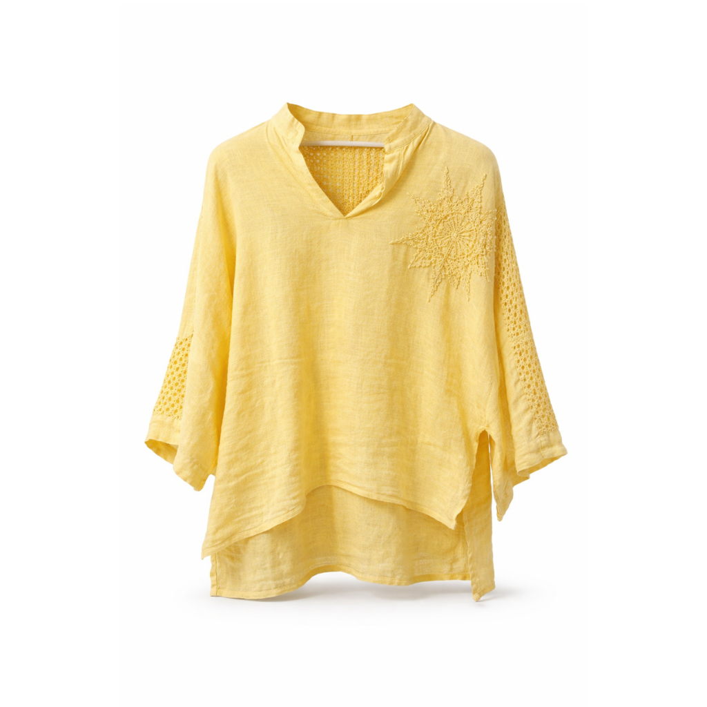 Solara Linen Top – Butter Yellow - One Size