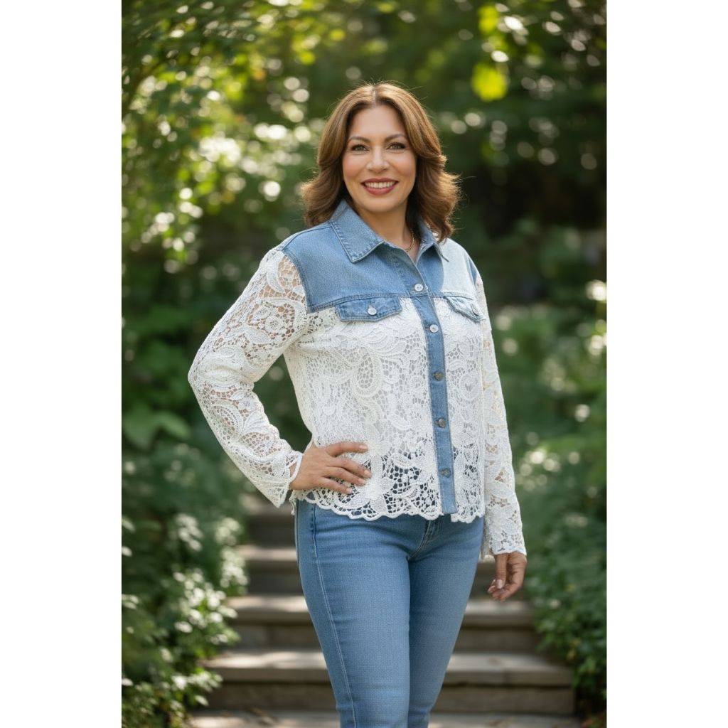 Amara Lace Denim Top