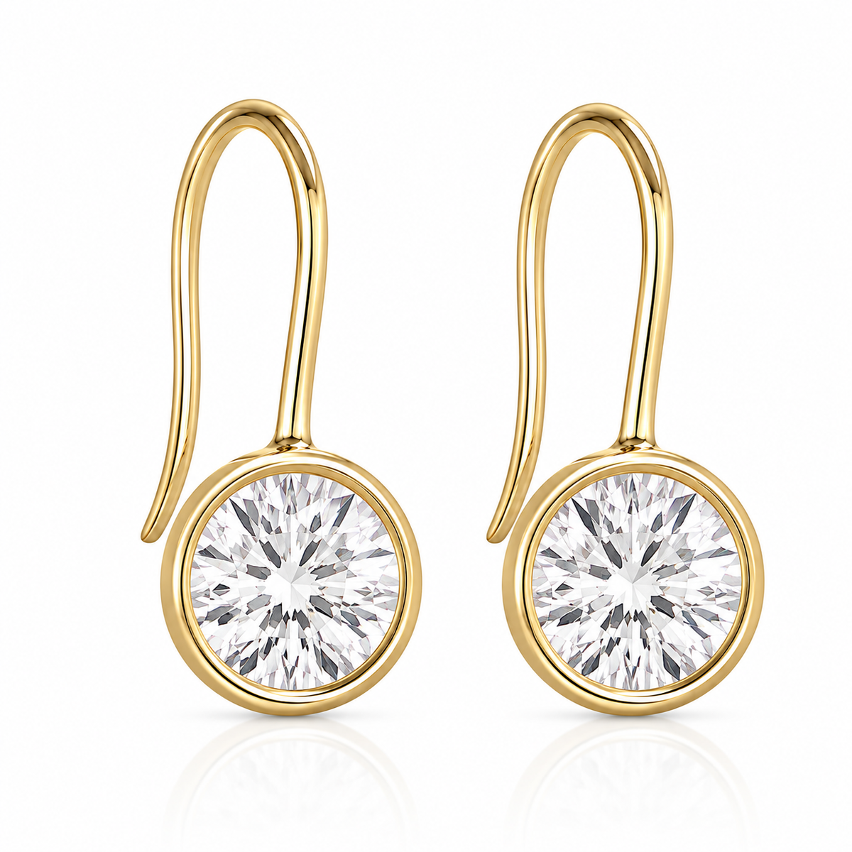 Gold Bezel Drop Earrings