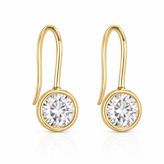 Gold Bezel Drop Earrings